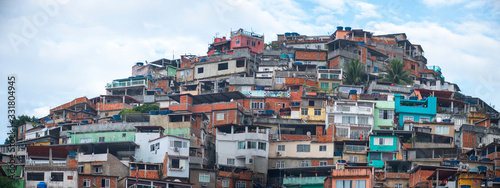 Favelas in the city of Rio de Janeiro. A place where poor people live.