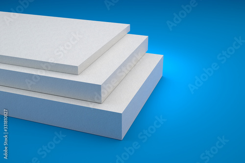 Styrofoam Sheats on blue backkground - 3d illustration