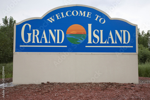 Sign that reads Welcome to Grand Island, Grand Island, Nebraska