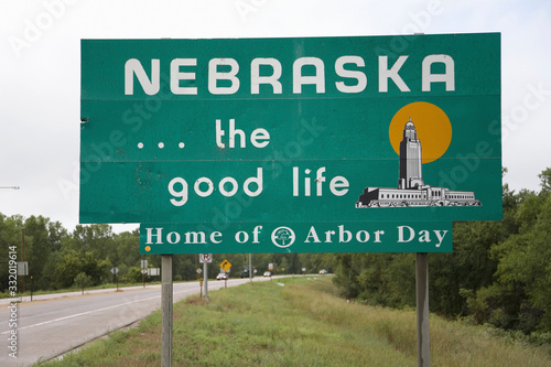 Welcoming sign to Nebraska...The good life, Nebraska state line