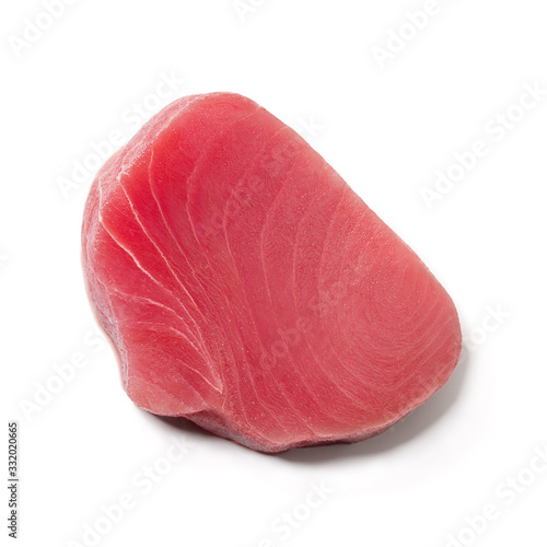 Fresh raw tuna steak isolated on white background