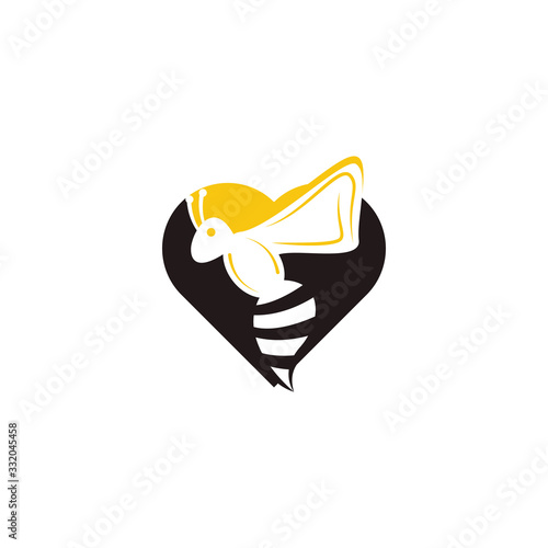 Love bee logo design. Bee loved vector logo concept. 