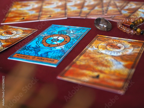 tarot card reading wheel of fortune teller astrologer divination selected focus