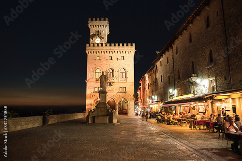 Town hall square in San Marino late in the evening in summertime