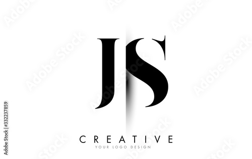 JS J S Letter Logo with Creative Shadow Cut Design.
