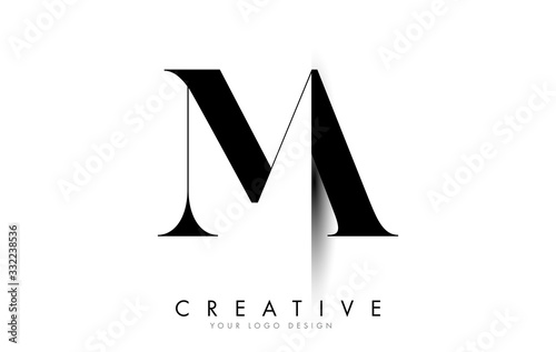 MA M A Letter Logo with Creative Shadow Cut Design.