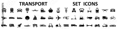 Transport, vehicle and delivery icons set. Flat shipping delivery symbols – stock vector