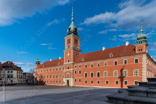 Royal Castle at empty Old Town in Warsaw