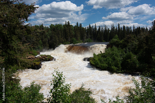 pisew falls near thompson manitoba in the boreal forest