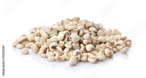 .Pile of Adlay millet ( pearl millet or Job's tears ) on white background