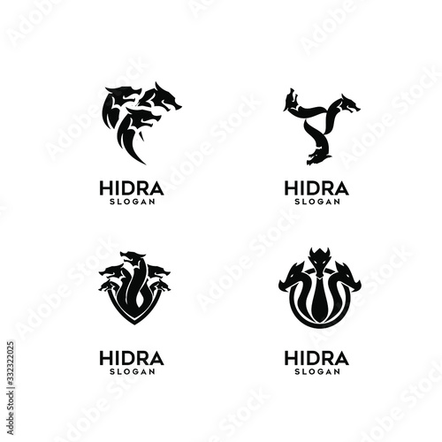 collection of hydra logo black icon design vector illustration