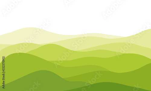 abstract fields, green waves hills on white background, vector illustration
