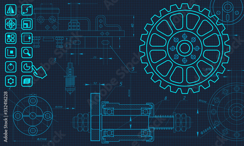 Computer aided design. Technical drawing with engineering graphics