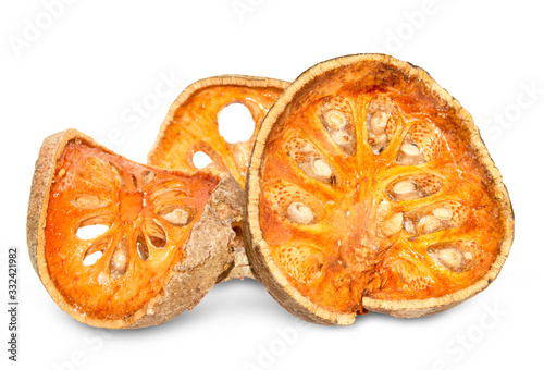 dried quince slices an isolated on white background