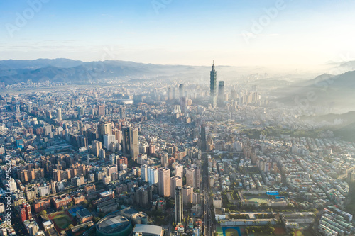 Skyline of taipei city in downtown Taipei, Taiwan.