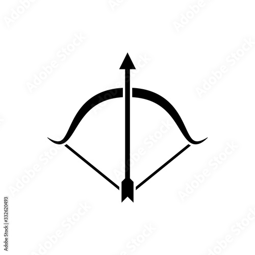 Vector bow and arrow icon on white background.