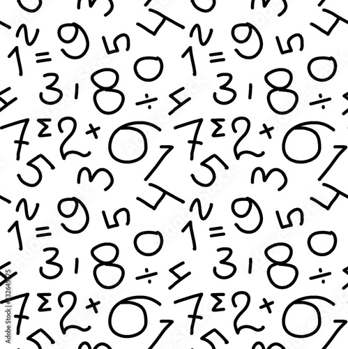 Abstract seamless background from abstract numbers. Vector seamless black and white pattern. Design for print, eps 10 textile