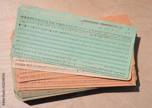 green punched card for programming