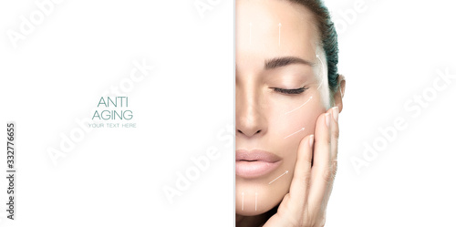 Surgery and Anti Aging Concept. Beauty Face Spa Woman. Cosmetology and Skincare
