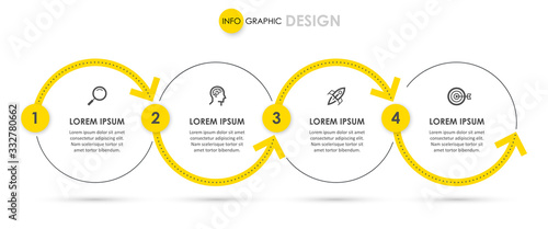 Vector Infographic design with icons and 4 options or steps. Infographics for business concept. Can be used for presentations banner, workflow layout, process diagram, flow chart, info graph