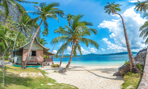 Coastal Scenery of El Nido, Palawan Island, The Philippines, a Popular Tourism Destination for Summer Vacation in Southeast Asia, with Tropical Climate and Beautiful Landscape.