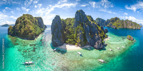 Coastal Scenery of El Nido, Palawan Island, The Philippines, a Popular Tourism Destination for Summer Vacation in Southeast Asia, with Tropical Climate and Beautiful Landscape.