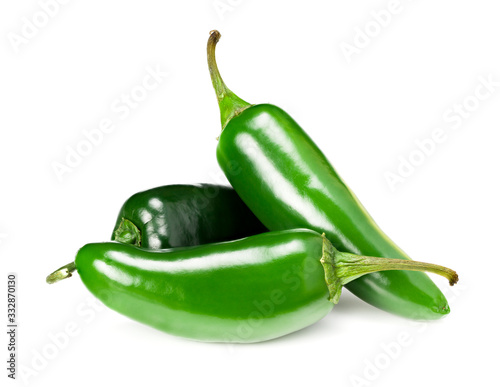 jalapeno peppers isolated on white background. Green chili pepper. Capsicum annuum