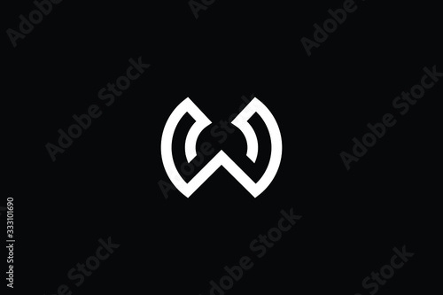 Minimal elegant monogram art logo. Outstanding professional trendy awesome artistic W WO OW initial based Alphabet icon logo. Premium Business logo White color on black background