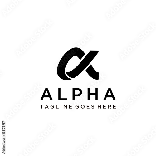 A symbol of the alpha in the form of mutual cut logo design