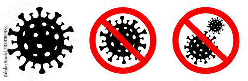 Coronavirus icon set. Covid 19. Virus stop sign. Vector