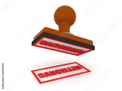 3D Rendering of stamp with the text Canceled