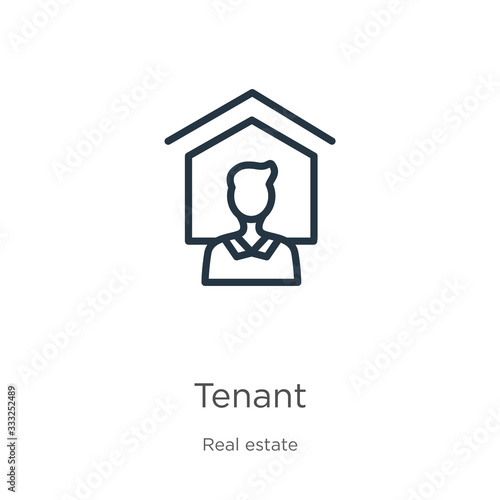 Tenant icon. Thin linear tenant outline icon isolated on white background from real estate collection. Line vector sign, symbol for web and mobile