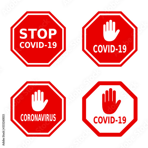 zestaw znaków stop coronavirus