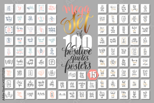 mega set of 100 positive quotes posters, motivational and inspirational phrases isolated to print,