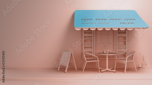 concept of using bank cards credit card as a visor in a street cafe 3d render pastel color style