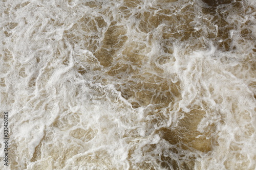 Foaming water in a river, Germany, Europe