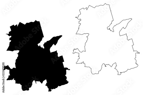 Rybnik City (Republic of Poland, Silesian Voivodeship) map vector illustration, scribble sketch City of Rybnik map