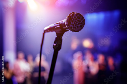 The microphone on stage before the artist performance.