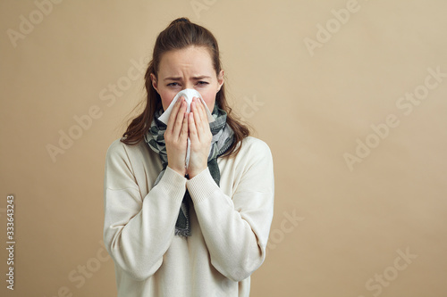 Adult woman feeling bad from a cold