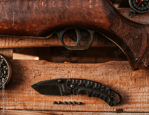 old tools on wooden background