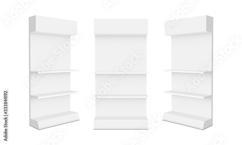 Set of retail display racks isolated on white background. Vector illustration