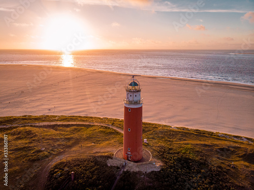 Texel lighthouse during sunset Netherlands Dutch Island Texel