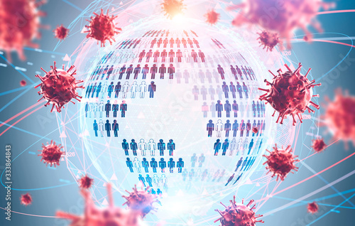 Coronavirus pandemia concept, planet hologram
