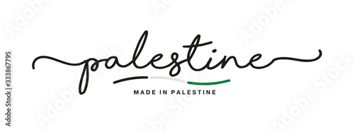Made in Palestine handwritten calligraphic lettering logo sticker flag ribbon banner