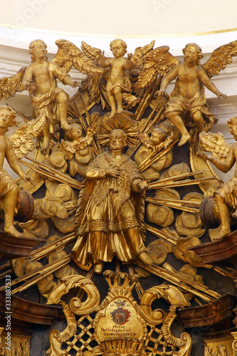 Saint Aloysius Gonzaga Surrounded by Angels, St. Aloysius Gonzaga Altar in the Franciscan church of St. Francis Xavier in Zagreb, Croatia