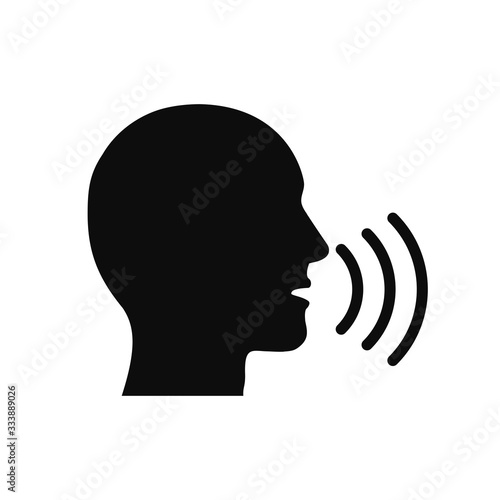 Speak icon, talk or talking person sign, speech icon for interview, interact and talks controls, man with open mouth – stock vector