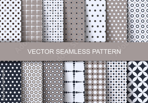 Seamless patterns autumn polka dots set. Vector illustration