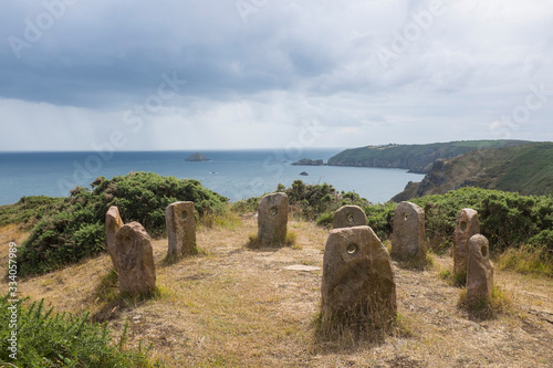 Scenery with Stone Circle "Sark Henge" on the Channel Island of Sark