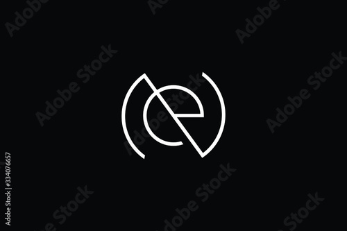 Minimal elegant monogram art logo. Outstanding professional trendy awesome artistic NE EN initial based Alphabet icon logo. Premium Business logo White color on black background