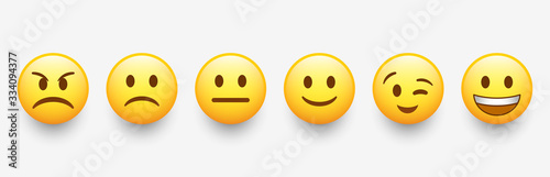 New modern emoticons set with different reactions for social network. 3D Vector illustration EPS10 